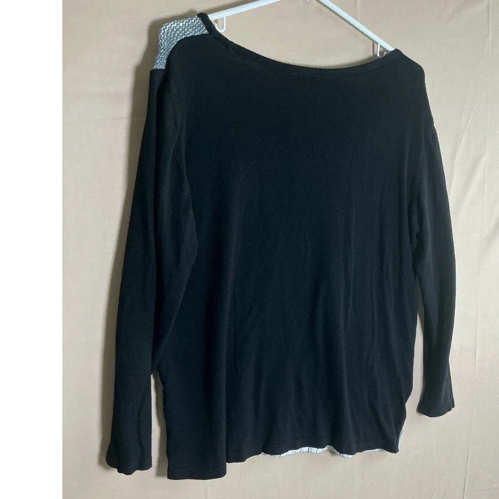 Tricotto Womens Large Black Red Hat Sequin Graphic Long Sleeve Knit Top Turkey - Picture 8 of 11